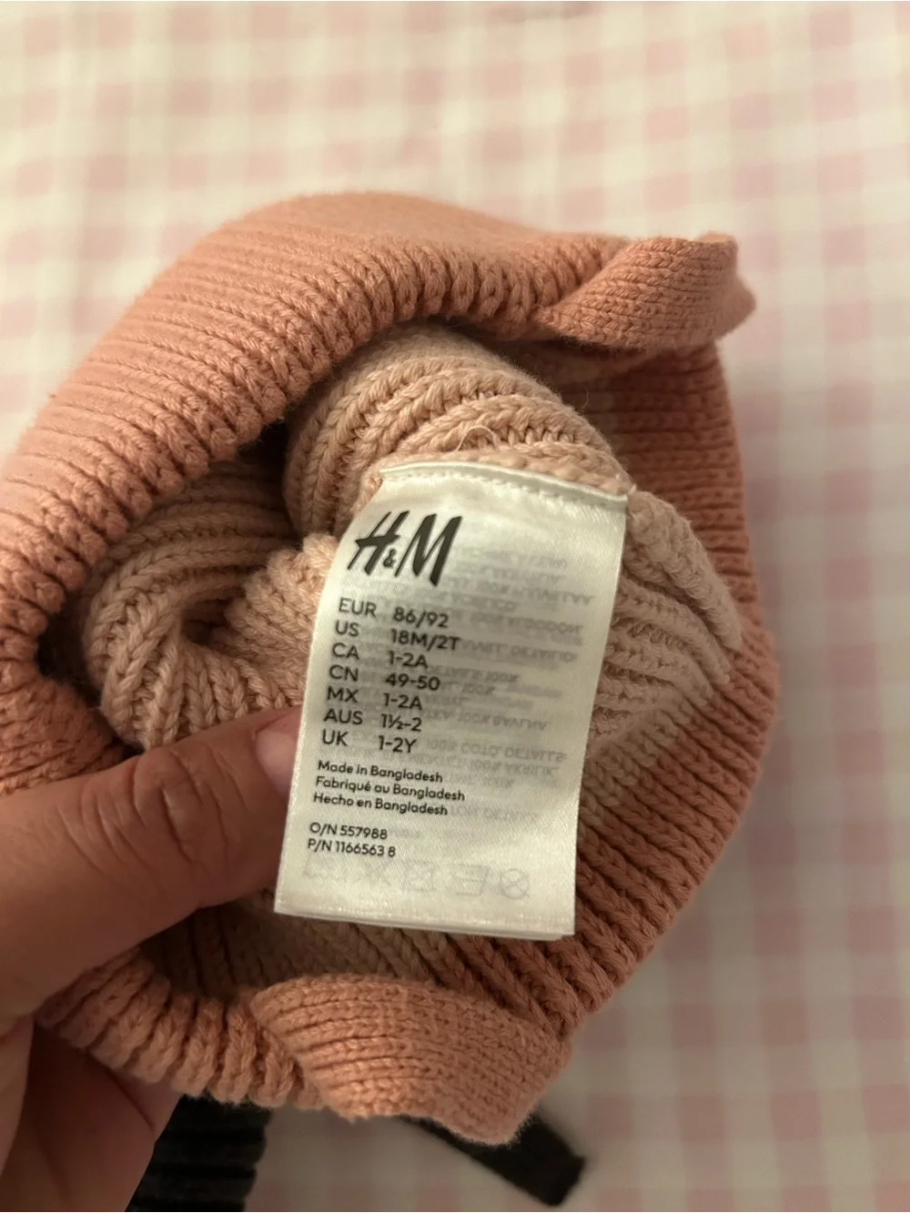 H&M 2 Kids Pom-Pom Earflap Hat - Pink and Cream
